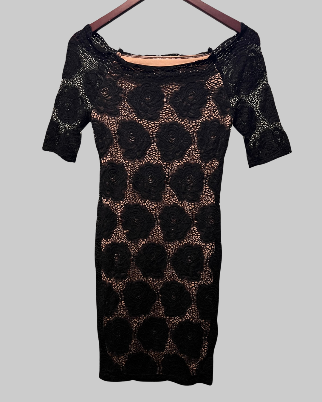 Lette Black Floral Lace Dress