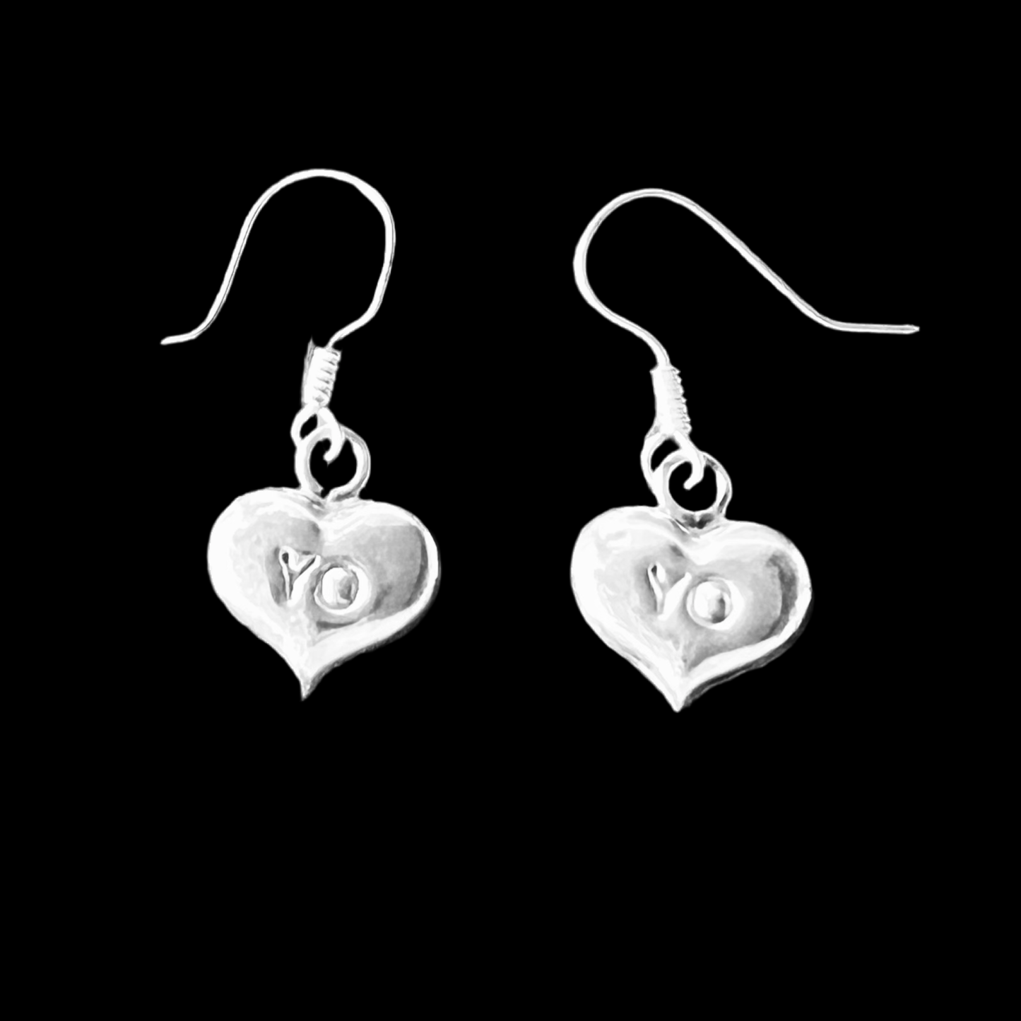 925 Pure Sterling Silver Tu & Yo Heart Earrings
