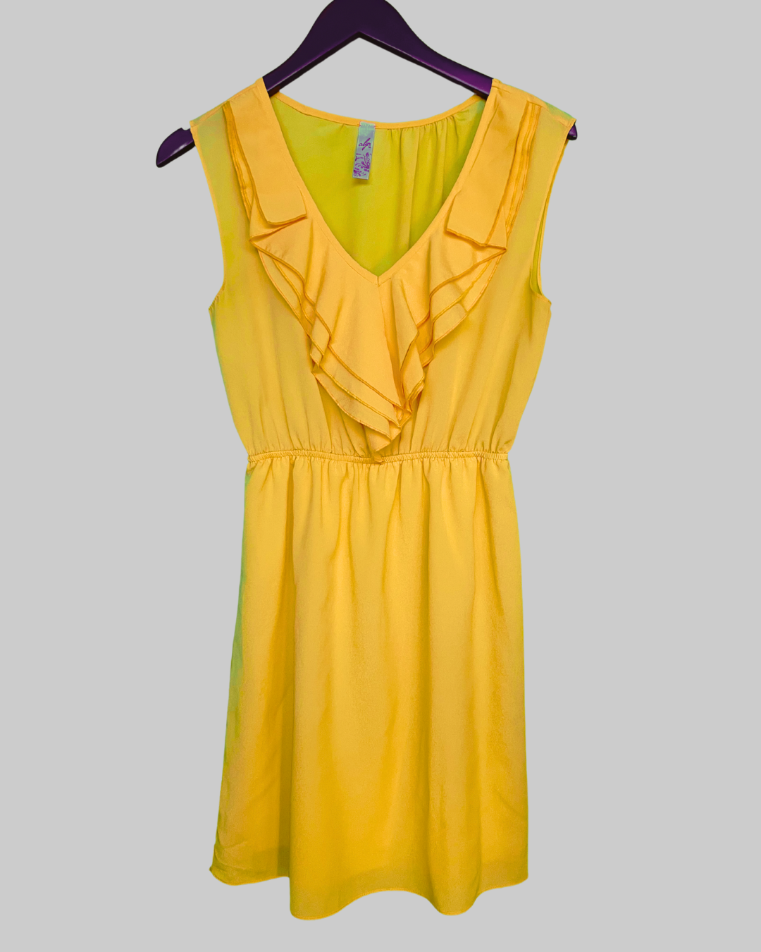 Alya Yellow Ruffle Sleeveless Dress