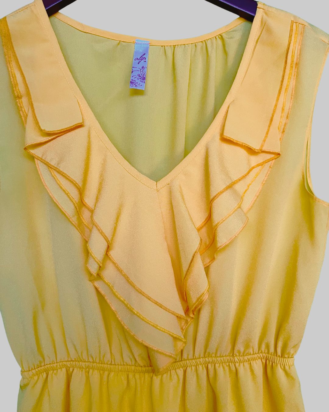 Alya Yellow Ruffle Sleeveless Dress