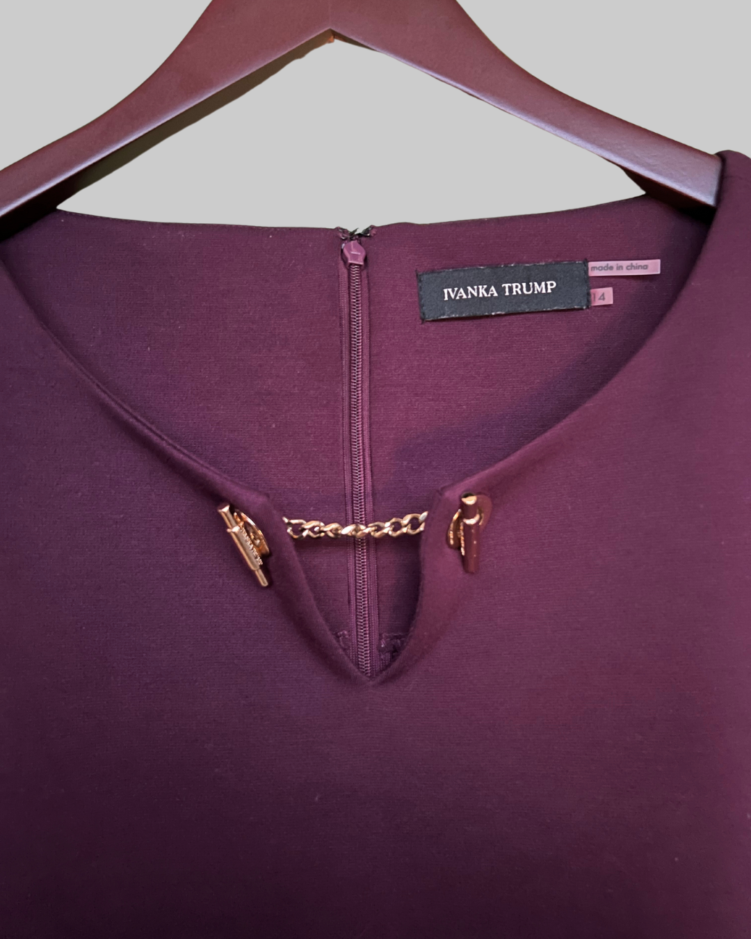 Ivanka Trump V-Neck Purple 3/4 Sleeve Dress