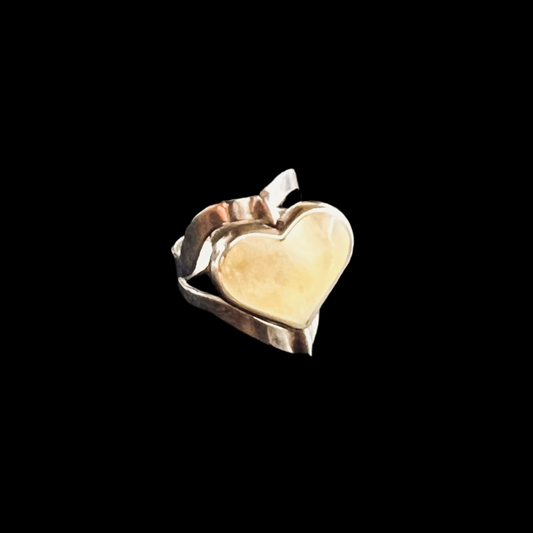 Heart Shape Reversible Black & Yellow Gemstone 950 Pure Sterling Silver Ring