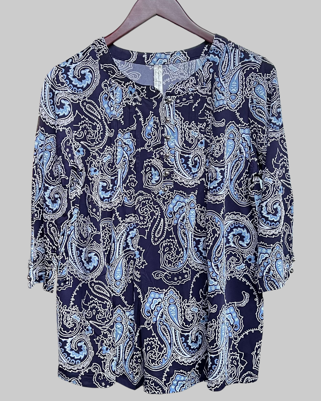 PerSeption Concept Navy Blue Paisley Blouse