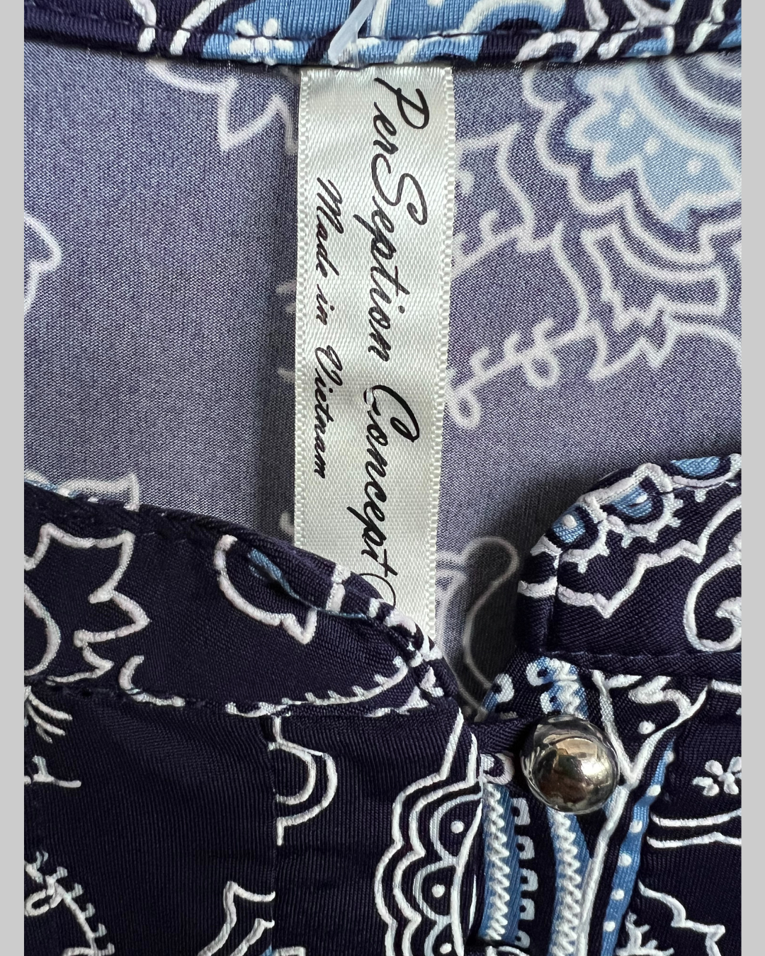 PerSeption Concept Navy Blue Paisley Blouse