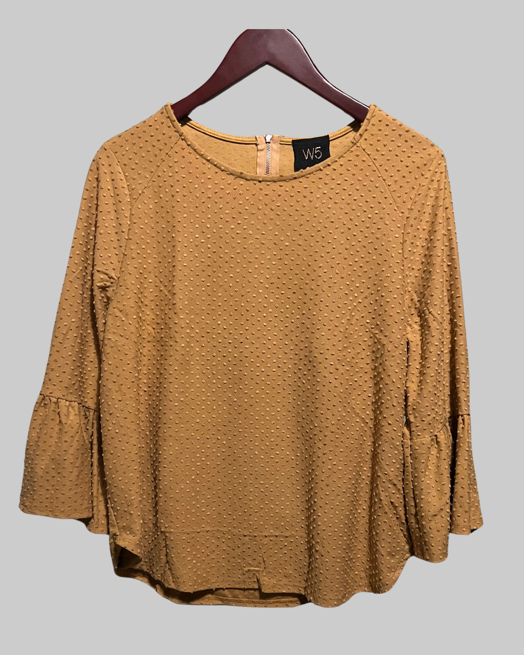 W5 Dot 3/4 Yellow Bell Sleeve Women's Blouse