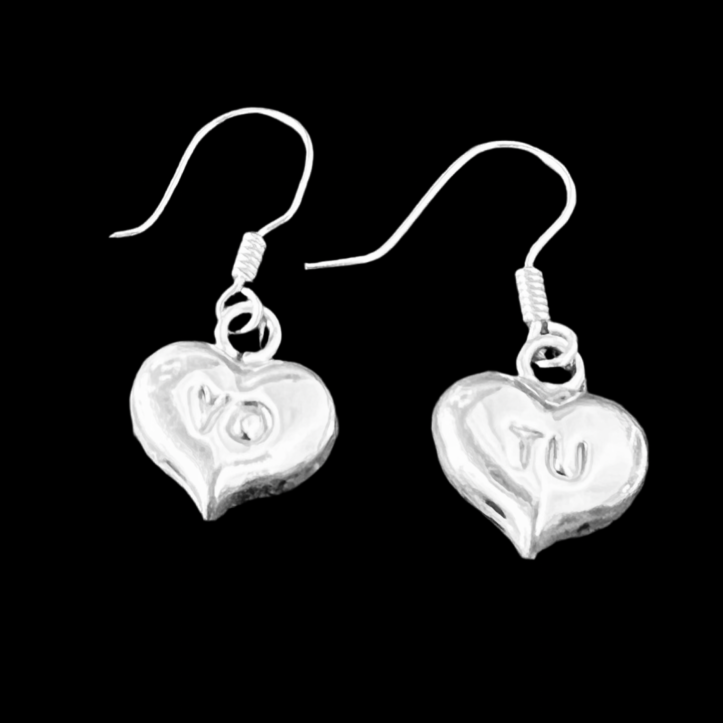 925 Pure Sterling Silver Tu & Yo Heart Earrings