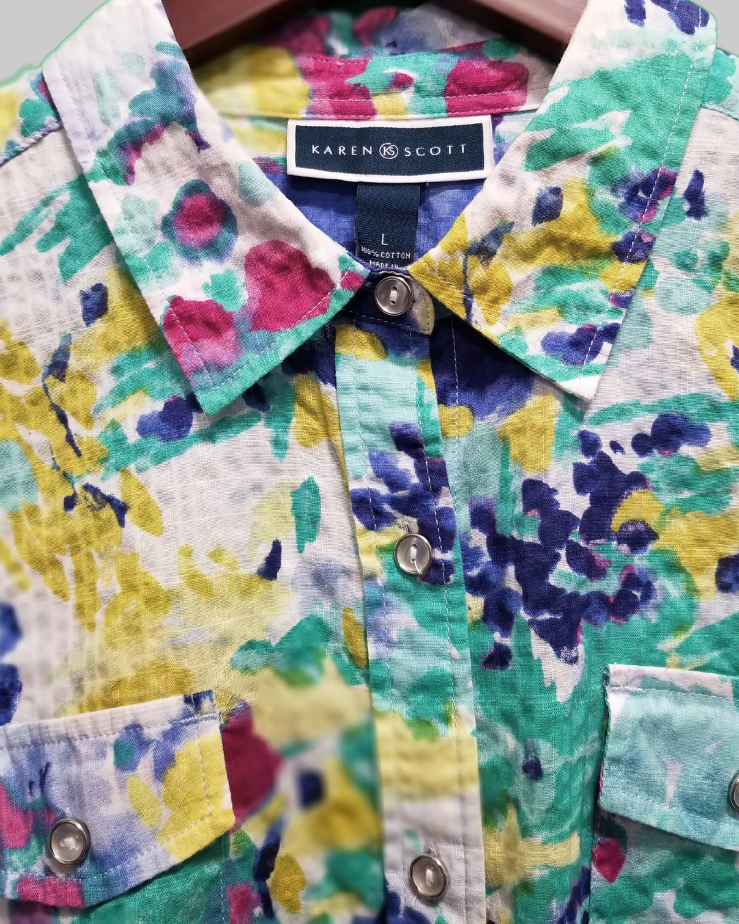 Karen Scott Print Long Sleeve Floral Top