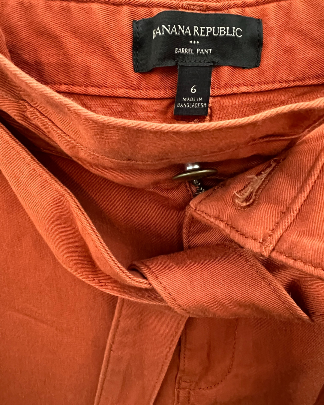 Banana Republic Women's Barrel High Rise Belted Orange Pants