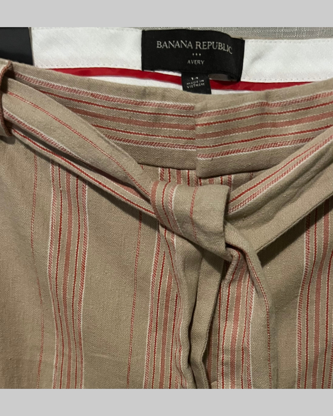 Banana Republic Avery Women's Beige Linen Crop Pant Wide Leg