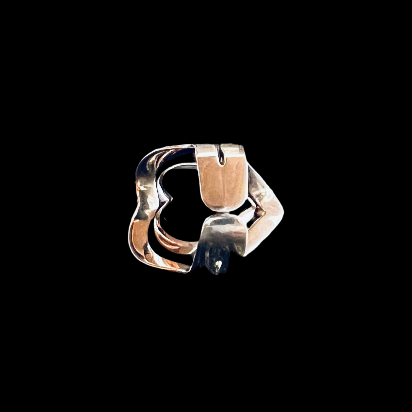 Heart Shape Reversible Black & Yellow Gemstone 950 Pure Sterling Silver Ring
