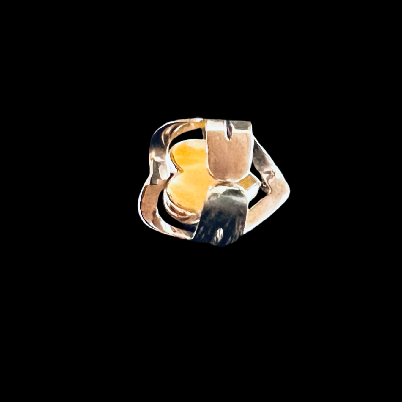 Heart Shape Reversible Black & Yellow Gemstone 950 Pure Sterling Silver Ring