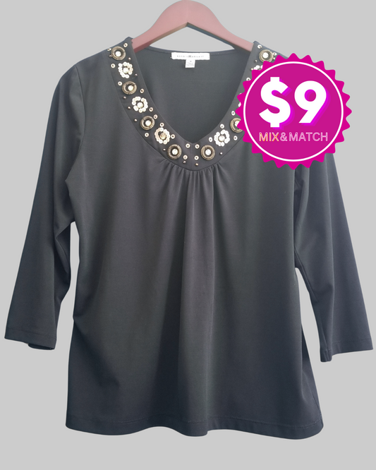 Debbie Morgan 3/4 Sleeve Brown Top