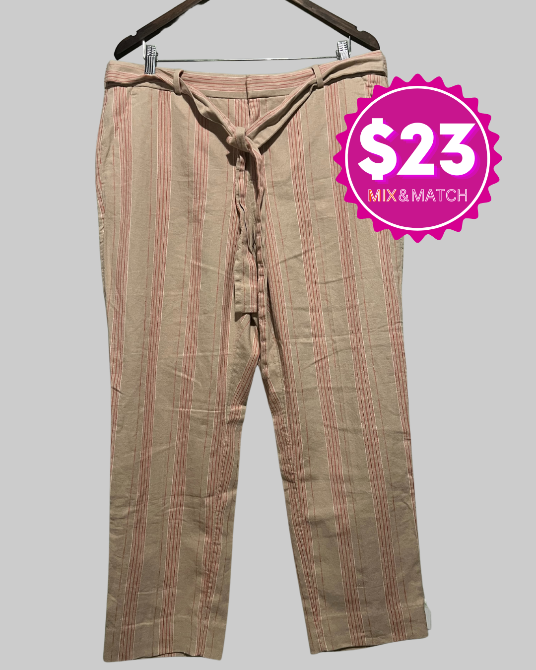 Banana Republic Avery Women's Beige Linen Crop Pant Wide Leg